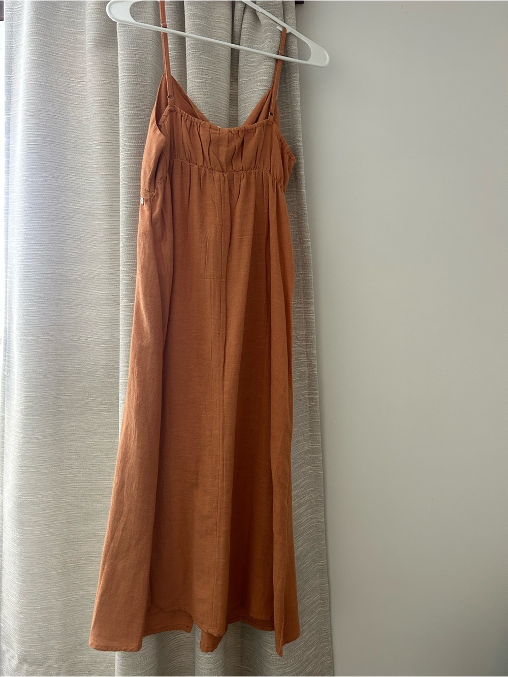 Roxy Rust Orange Midi Dress with Front Tie + slit - Picture 3 of 4
